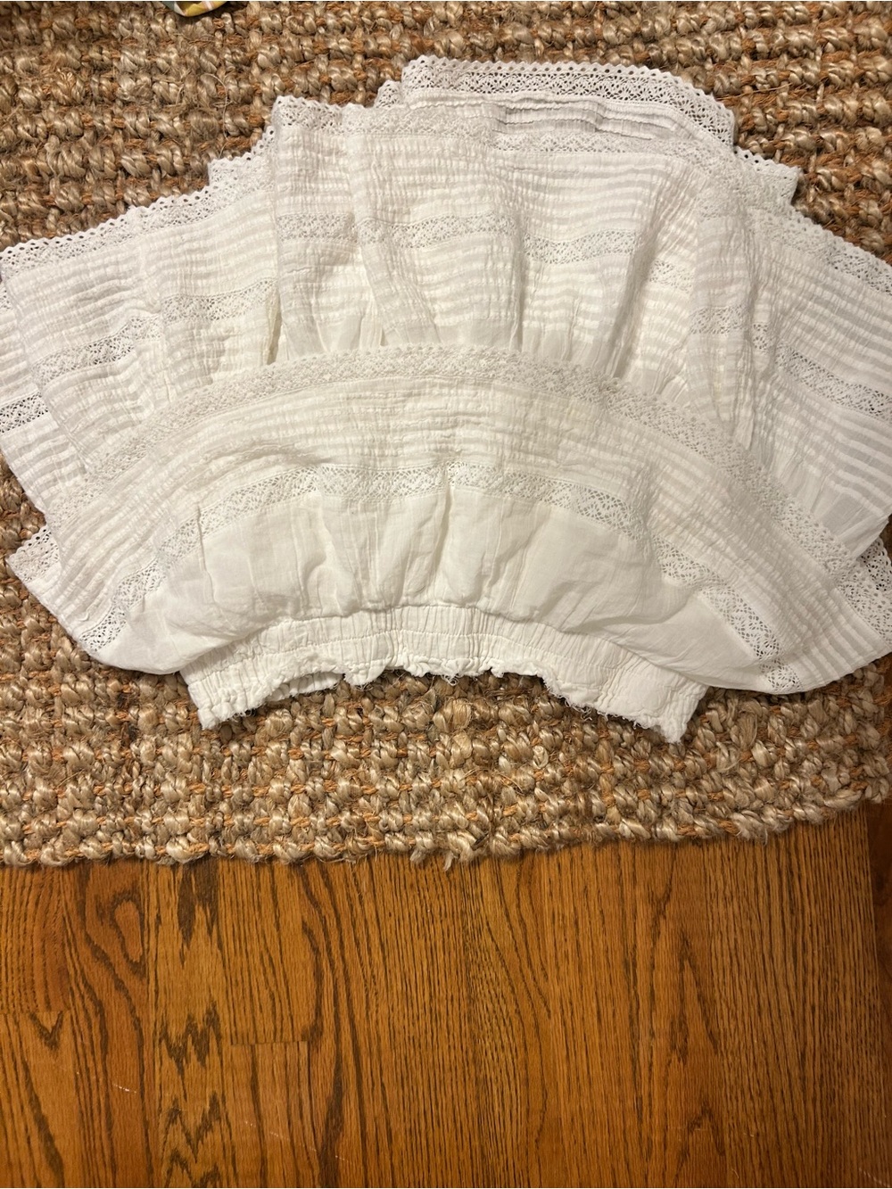 aerie White Smocked Tiered Mini Skirt